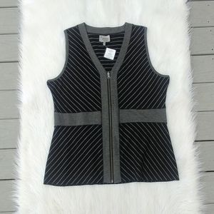 Lynn Ritchie Silver Black and Gray Striped Tank